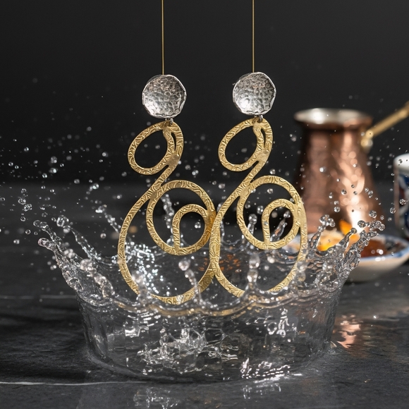 🆕️Exquisite Turkish Artisanal 18K Gold Silver Plated Spiral Statement Earrings - Picture 6 of 13